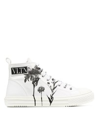 Sneakers alte di tela stampate bianche e nere di Valentino Garavani