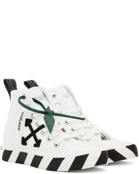 Sneakers alte di tela stampate bianche e nere di Off-White