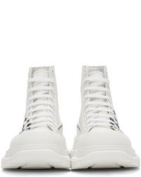 Sneakers alte di tela stampate bianche e nere di Alexander McQueen