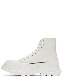 Sneakers alte di tela stampate bianche e nere di Alexander McQueen