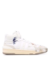 Sneakers alte di tela stampate bianche di Lanvin