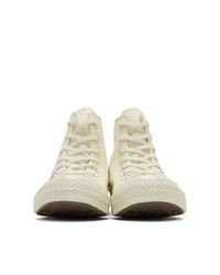 Sneakers alte di tela stampate bianche di Comme Des Garcons Play