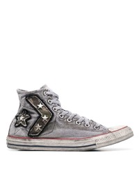 Sneakers alte di tela stampate grigie di Converse
