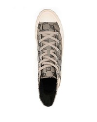 Sneakers alte di tela stampate grigie di Misbhv