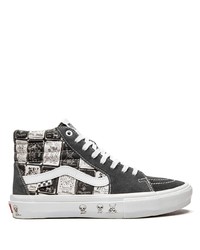 Sneakers alte di tela stampate grigio scuro di Vans