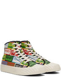 Sneakers alte di tela stampate multicolori di Kenzo
