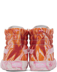 Sneakers alte di tela stampate multicolori di Collina Strada