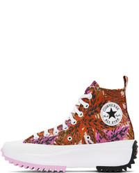 Sneakers alte di tela stampate multicolori di Converse