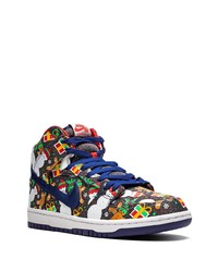 Sneakers alte di tela stampate multicolori di Nike