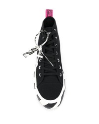 Sneakers alte di tela stampate nere e bianche di Off-White