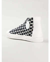 Sneakers alte di tela stampate nere e bianche di Pierre Hardy