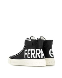 Sneakers alte di tela stampate nere e bianche di Salvatore Ferragamo
