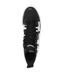 Sneakers alte di tela stampate nere e bianche di Diesel