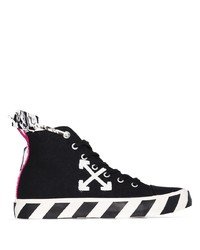 Sneakers alte di tela stampate nere e bianche di Off-White