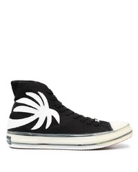 Sneakers alte di tela stampate nere e bianche di Palm Angels