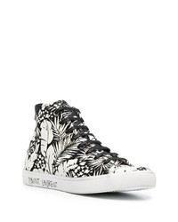 Sneakers alte di tela stampate nere e bianche di Saint Laurent