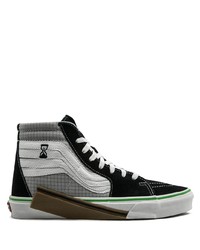 Sneakers alte di tela stampate nere e bianche di Vans