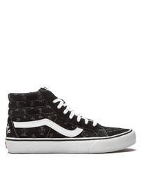 Sneakers alte di tela stampate nere e bianche di Vans