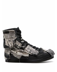 Sneakers alte di tela stampate nere e bianche di Yohji Yamamoto
