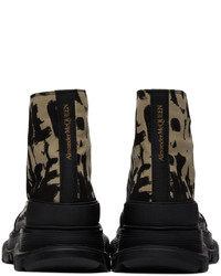 Sneakers alte di tela stampate nere di Alexander McQueen