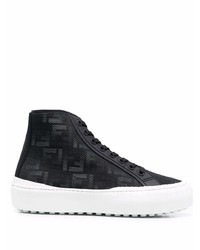 Sneakers alte di tela stampate nere di Fendi