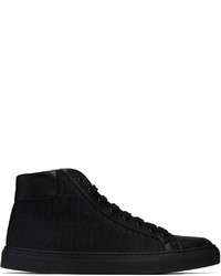 Sneakers alte di tela stampate nere di Moschino
