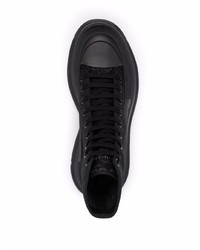 Sneakers alte di tela stampate nere di Alexander McQueen