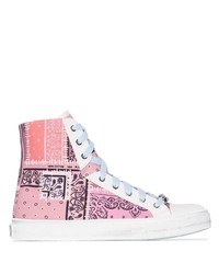 Sneakers alte di tela stampate rosa
