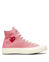 Sneakers alte di tela stampate rosa di Converse