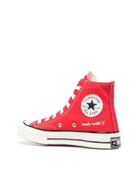 Sneakers alte di tela stampate rosse di Converse