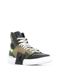 Sneakers alte di tela stampate verde oliva di Philipp Plein