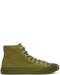 Sneakers alte di tela verde oliva di Acne Studios