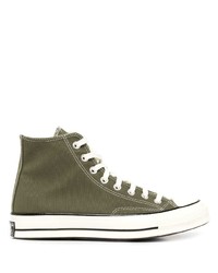 Sneakers alte di tela verde oliva di Converse