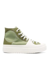 Sneakers alte di tela verde oliva di Converse