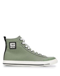 Sneakers alte di tela verde oliva di Diesel