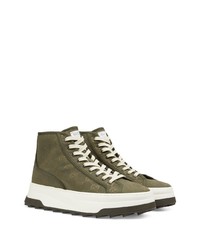 Sneakers alte di tela verde oliva di Gucci