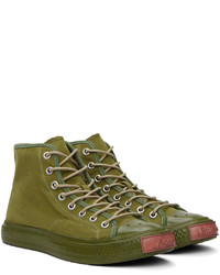 Sneakers alte di tela verde oliva di Acne Studios