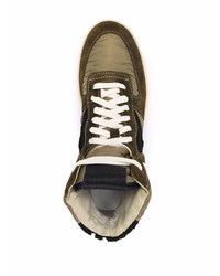Sneakers alte di tela verde oliva di Rhude
