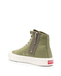 Sneakers alte di tela verde oliva di Kenzo