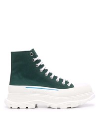 Sneakers alte di tela verde scuro di Alexander McQueen