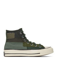 Sneakers alte di tela verde scuro di Converse