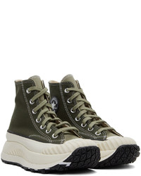 Sneakers alte di tela verde scuro di Converse