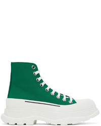 Sneakers alte di tela verdi di Alexander McQueen