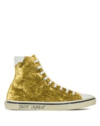Sneakers alte dorate di Saint Laurent