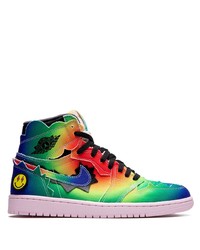 Sneakers alte effetto tie-dye multicolori