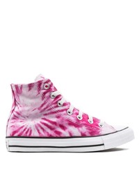 Sneakers alte effetto tie-dye rosa di Converse