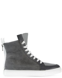 Sneakers alte grigio scuro di Kris Van Assche