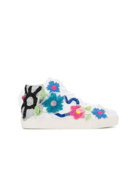 Sneakers alte in pelle a fiori bianche di Natasha Zinko