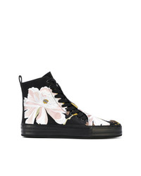 Sneakers alte in pelle a fiori nere di Ann Demeulemeester