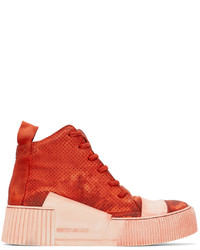 Sneakers alte in pelle arancioni di Boris Bidjan Saberi